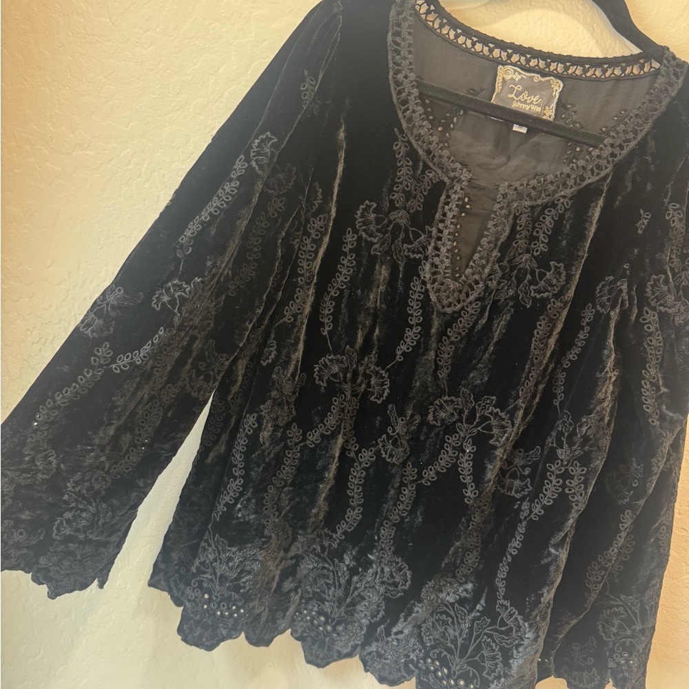 Johnny Was Black Relaxed Embellished Tunic